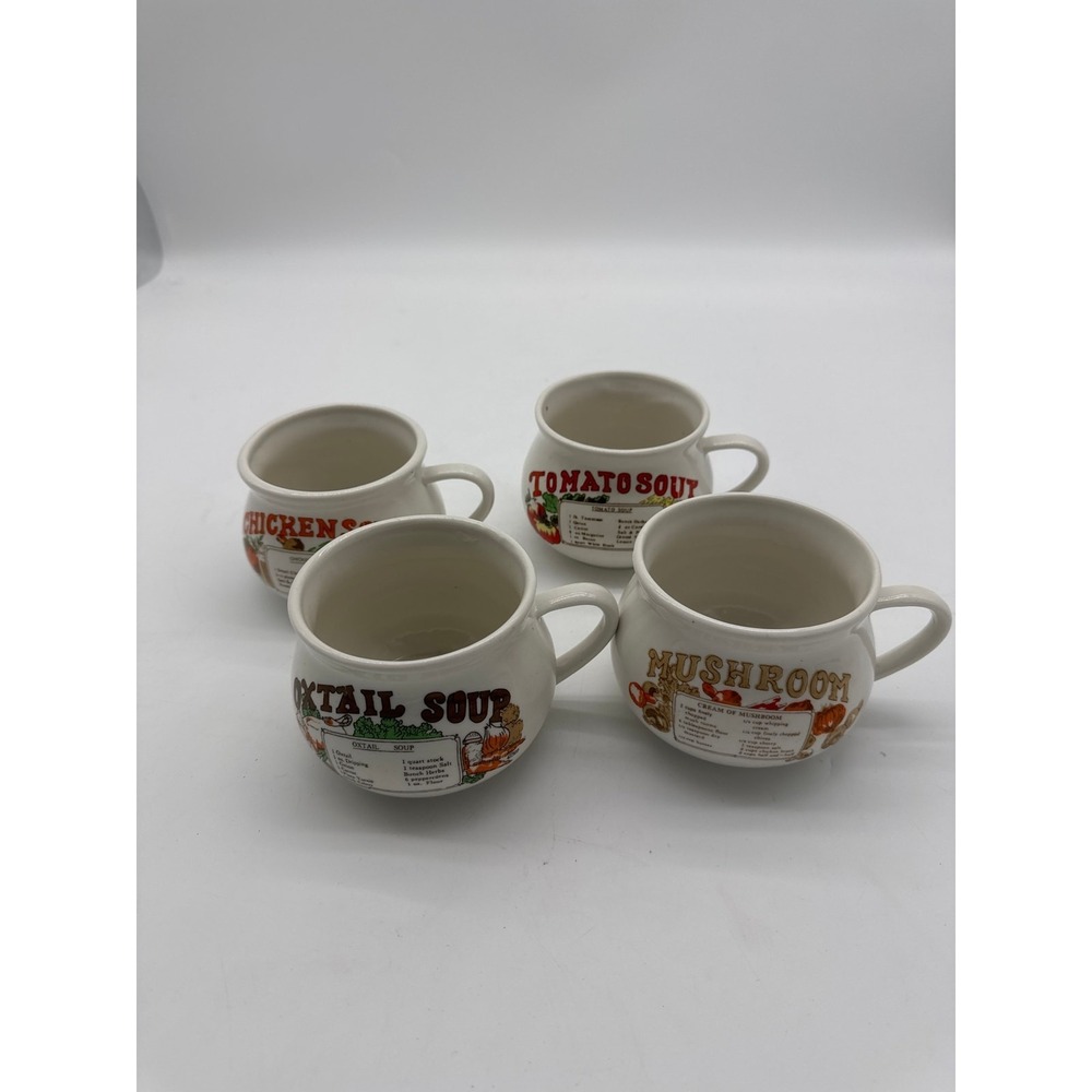 Vintage Soup Recipe Mugs , 4‎ Piece Set
